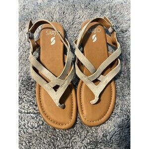 NWOB Franco Sarto Gretchen Strappy Sandals Leather Upper Gray Suede 8M